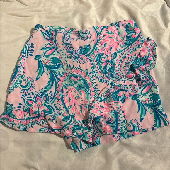 Lilly Pulitzer Womens Faye Mini Skort Floral Blue Pink Green Ruffles Size 2 - Picture 1 of 9